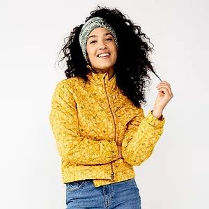 New Quilted Golden Flower Print Jacket